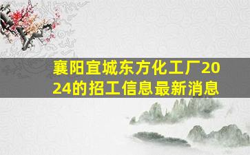 襄阳宜城东方化工厂2024的招工信息最新消息