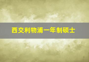 西交利物浦一年制硕士