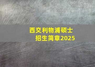 西交利物浦硕士招生简章2025