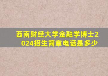 西南财经大学金融学博士2024招生简章电话是多少