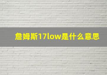 詹姆斯17low是什么意思