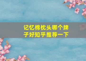 记忆棉枕头哪个牌子好知乎推荐一下