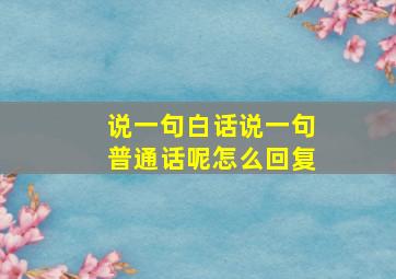 说一句白话说一句普通话呢怎么回复