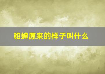 貂蝉原来的样子叫什么