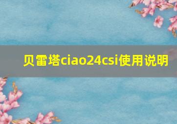 贝雷塔ciao24csi使用说明