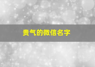 贵气的微信名字