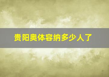 贵阳奥体容纳多少人了