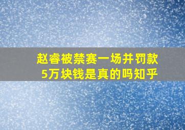 赵睿被禁赛一场并罚款5万块钱是真的吗知乎