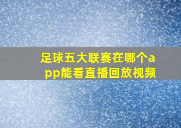 足球五大联赛在哪个app能看直播回放视频