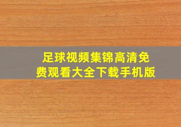 足球视频集锦高清免费观看大全下载手机版