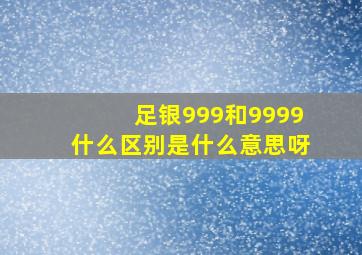 足银999和9999什么区别是什么意思呀