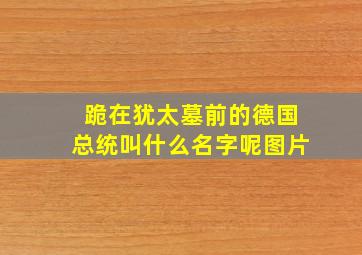 跪在犹太墓前的德国总统叫什么名字呢图片