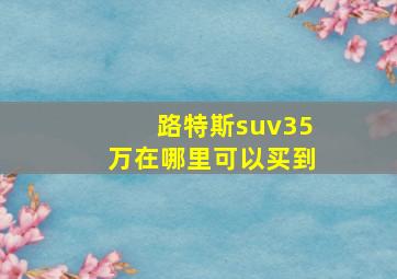 路特斯suv35万在哪里可以买到