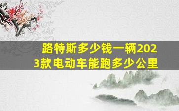 路特斯多少钱一辆2023款电动车能跑多少公里