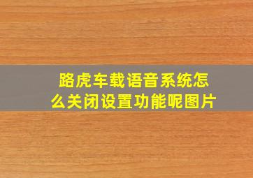 路虎车载语音系统怎么关闭设置功能呢图片