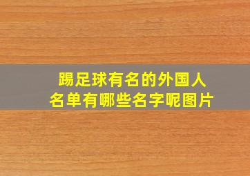 踢足球有名的外国人名单有哪些名字呢图片