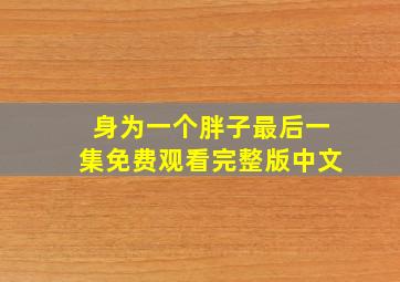 身为一个胖子最后一集免费观看完整版中文