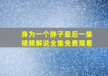 身为一个胖子最后一集视频解说全集免费观看