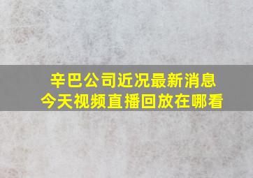 辛巴公司近况最新消息今天视频直播回放在哪看