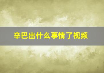 辛巴出什么事情了视频