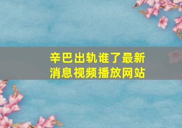 辛巴出轨谁了最新消息视频播放网站