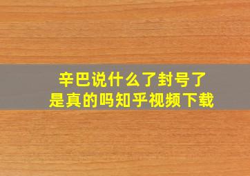 辛巴说什么了封号了是真的吗知乎视频下载