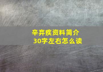 辛弃疾资料简介30字左右怎么读