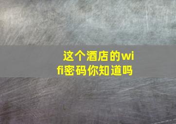 这个酒店的wifi密码你知道吗