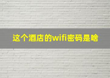 这个酒店的wifi密码是啥