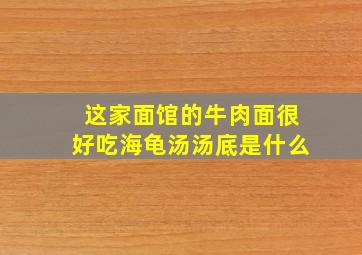 这家面馆的牛肉面很好吃海龟汤汤底是什么