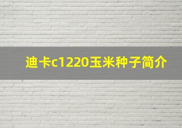 迪卡c1220玉米种子简介