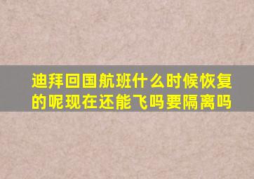 迪拜回国航班什么时候恢复的呢现在还能飞吗要隔离吗