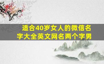 适合40岁女人的微信名字大全英文网名两个字男