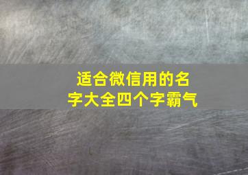 适合微信用的名字大全四个字霸气