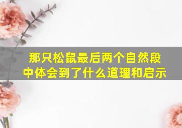 那只松鼠最后两个自然段中体会到了什么道理和启示