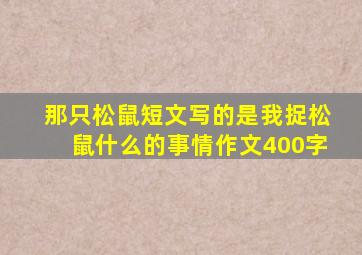 那只松鼠短文写的是我捉松鼠什么的事情作文400字