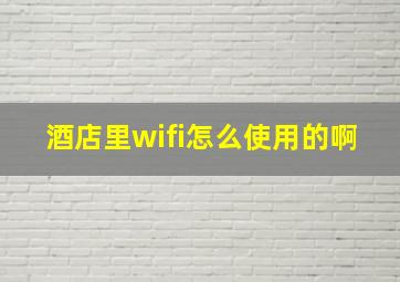 酒店里wifi怎么使用的啊