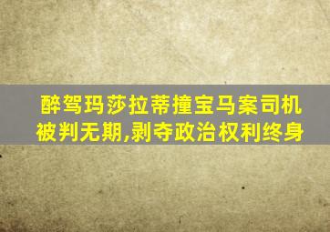 醉驾玛莎拉蒂撞宝马案司机被判无期,剥夺政治权利终身