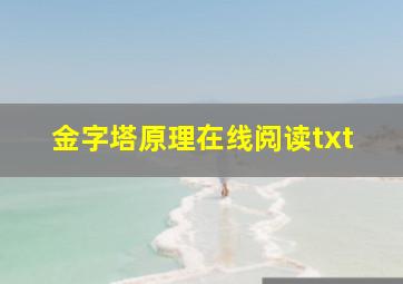 金字塔原理在线阅读txt