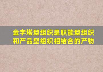 金字塔型组织是职能型组织和产品型组织相结合的产物