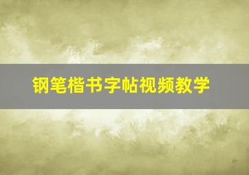 钢笔楷书字帖视频教学