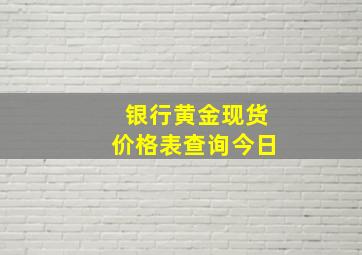 银行黄金现货价格表查询今日