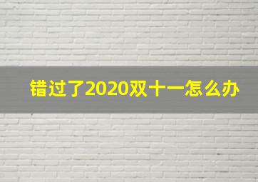 错过了2020双十一怎么办