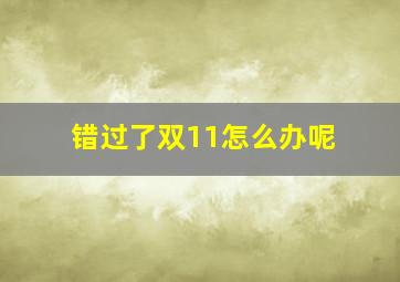 错过了双11怎么办呢