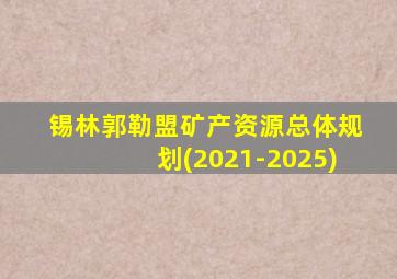 锡林郭勒盟矿产资源总体规划(2021-2025)