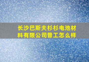 长沙巴斯夫杉杉电池材料有限公司普工怎么样