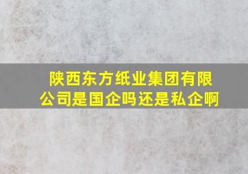 陕西东方纸业集团有限公司是国企吗还是私企啊