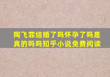 陶飞霏结婚了吗怀孕了吗是真的吗吗知乎小说免费阅读