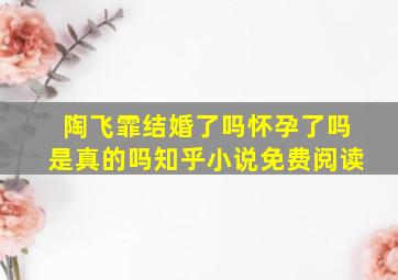 陶飞霏结婚了吗怀孕了吗是真的吗知乎小说免费阅读