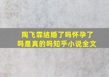 陶飞霏结婚了吗怀孕了吗是真的吗知乎小说全文